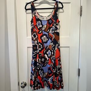 DIANE VON FURSTENBERG “UMA” SILK Sleeveless Flounce Dress Size 8